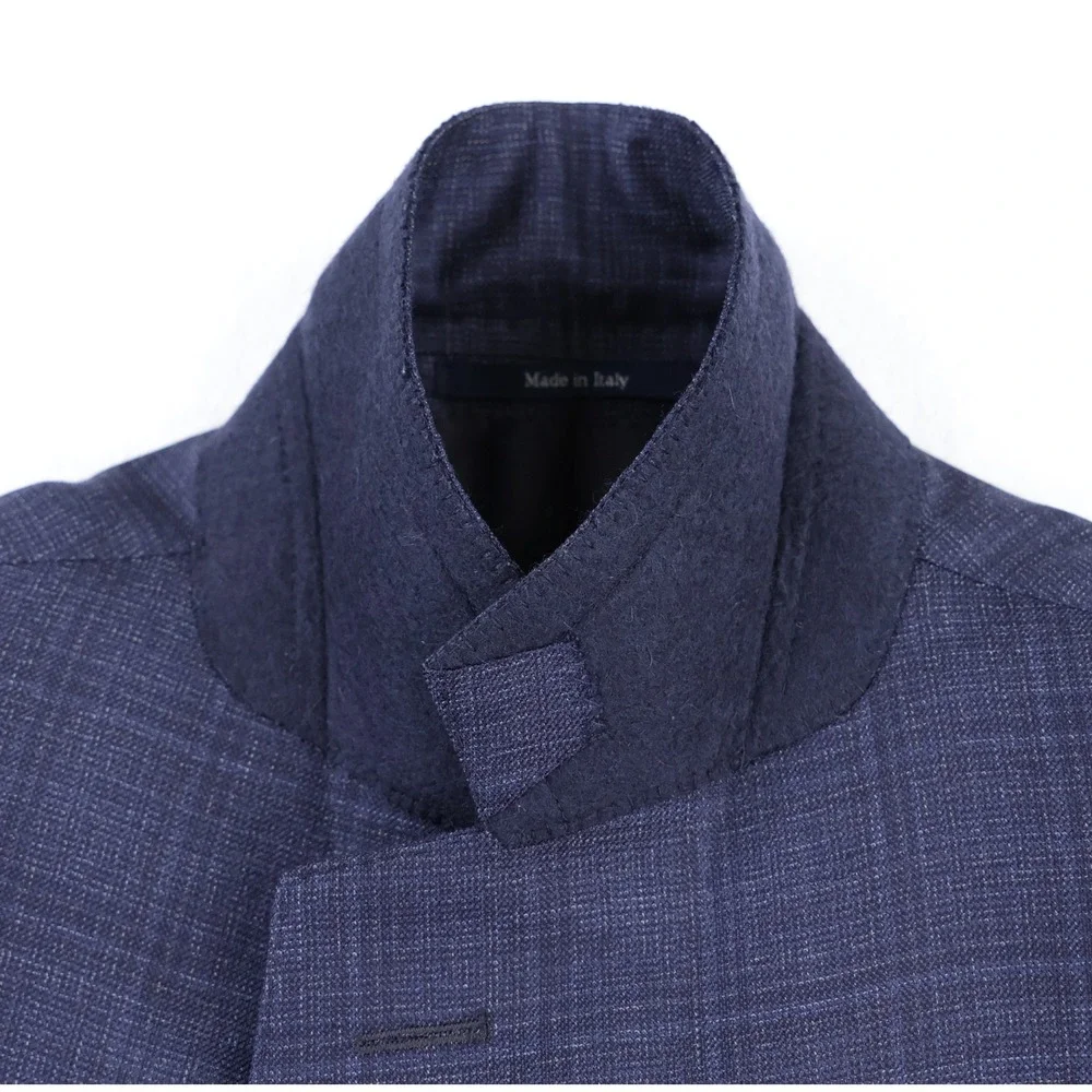 Dunhill London x Zegna Sport Coat 44L Blue Plaid Silk Wool Blazer Made in Italy